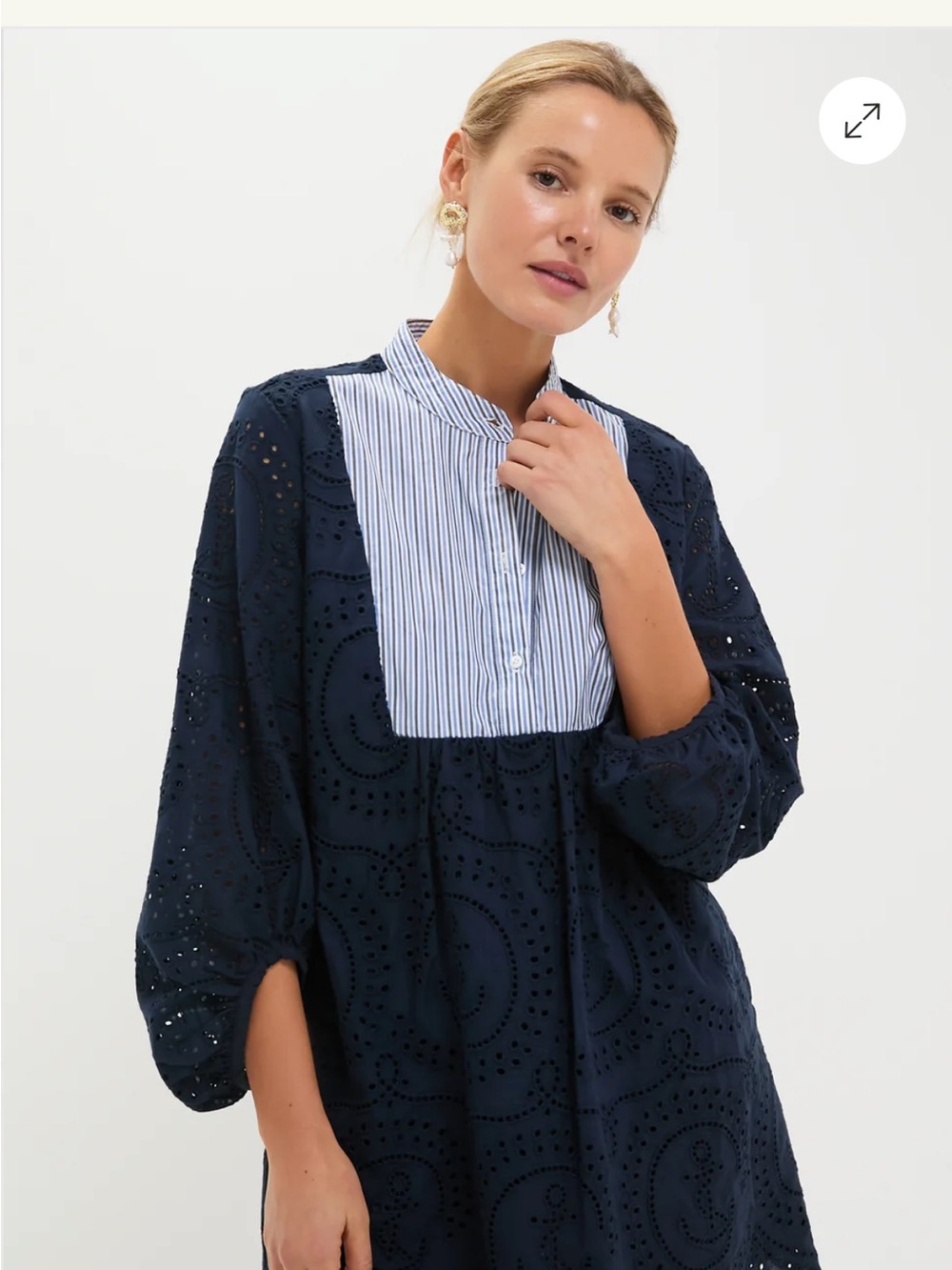 Tuckernuck Navy Eyelet Tunic with Blue-White Striped Bib